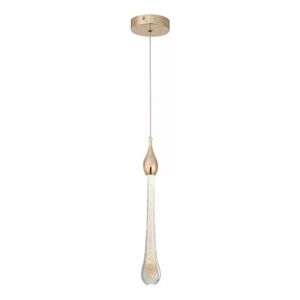 Lustre Pendente Gota Dourado 3w 3000k Bivolt Domum
