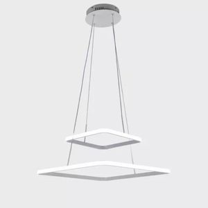 Lustre Pendente Quadrado 02 Arcos Led 3000k Branco Domum