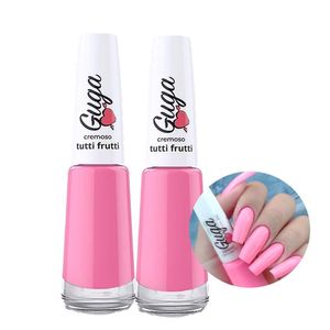 Kit 2 Esmalte Para Unhas Cor Rosa Cremoso Tutti Frutti 444 Guga 8ml