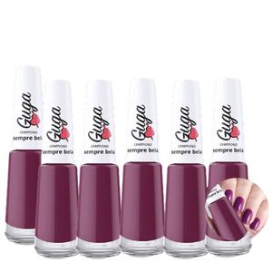 Kit 6 Esmalte Para Unhas Cor Roxo Cremoso Sempre Bela 433 Guga 8ml