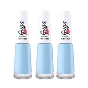 Kit 3 Esmalte Para Unhas Cremoso Cor Discreta Azul 8ml Guga