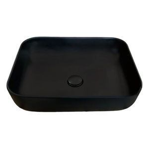 Cuba De Cerâmica Retangular Preta Para Banheiro 50,5x39,5x13 Cm Domum