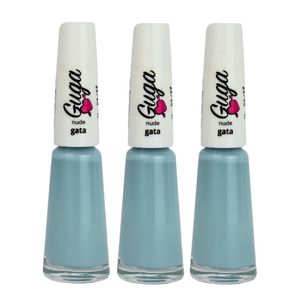 Kit 3 Esmalte Para Unhas Nude Gata Azul Claro 8ml Guga