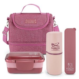 Conjunto Bolsa Térmica Pote Marmita Porta Escova E Porta Talheres Concept-Analise Rosa