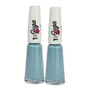 Kit 2 Esmalte Para Unhas Nude Gata Azul Claro 8ml Guga