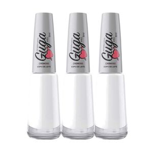 Kit 3 Esmalte Para Unhas Cremoso Copo De Leite Branco 8ml Guga