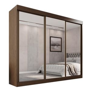 Guarda Roupa Casal 100% Mdf 3 Portas De Correr Com 3 Espelhos 6 Gavetas Fênix - Mais Móveis New Canion