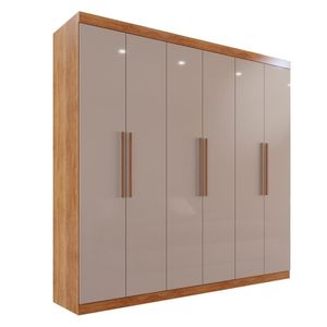 Guarda-roupa Solteiro 6 Portas 3 Gavetas Espanha - Mais Móveis Cinamomo-offwhite