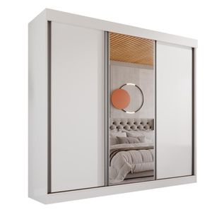 Guarda-roupa Casal 3 Portas 4 Gavetas Com Espelho Central Mônaco - Mai Neve