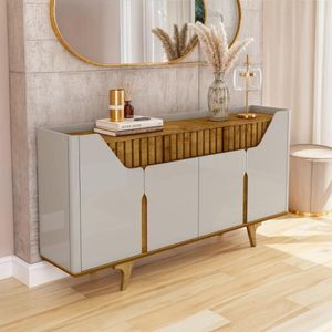 Aparador Buffet Com 2 Gavetas E 4 Portas 180cm Multimóveis CR50110 Off White/naturalle
