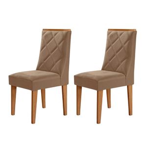 Conjunto Com 2 Cadeiras MDF Isadora Para Sala De Jantar Moderna Veludo Capuccino/Naturalle
