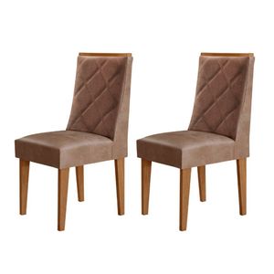 Conjunto Com 2 Cadeiras MDF Isadora Para Sala De Jantar Moderna Tork/Naturale