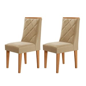 Conjunto Com 2 Cadeiras MDF Isadora Para Sala De Jantar Moderna Turim 07/Naturale