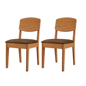 Conjunto Com 2 Cadeiras MDF Copper Para Sala De Jantar Moderna Veludo Marrom/Naturalle