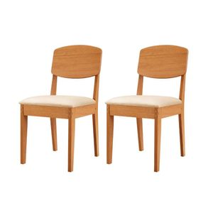 Conjunto Com 2 Cadeiras MDF Copper Para Sala De Jantar Moderna Veludo Creme/Naturale