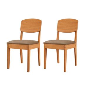Conjunto Com 2 Cadeiras MDF Copper Para Sala De Jantar Moderna Veludo Capuccino/Naturalle