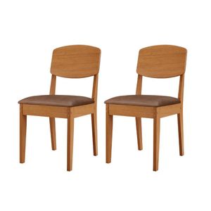 Conjunto Com 2 Cadeiras MDF Copper Para Sala De Jantar Moderna Tork/Naturale