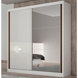 Guarda Roupa Istambul 2 Portas 3 Gavetas Com Espelho Clic Móveis Branco
