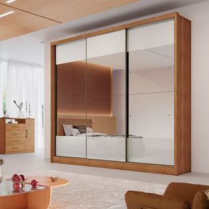 Guarda Roupa Coliseu 3 Portas 6 Gavetas Com Espelho Clic Móveis Cumaru-fendi