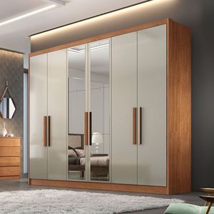 Guarda Roupa Marselha 6 Portas 6 Gavetas Com Espelho Clic Móveis Cumaru-fendi
