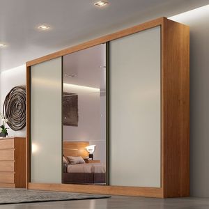 Guarda Roupa Turim 3 Portas 6 Gavetas Com Espelho Clic Móveis Cumaru/fendi