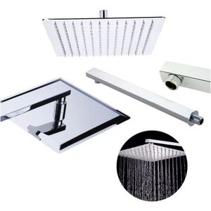 Ducha Chuveiro 20x20 Slim Inox Com Braço 36 Cm