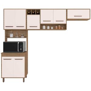 Cozinha Compacta Barcelona 8 Portas E 3 Prateleiras Poliman Carvalho Oak Off White