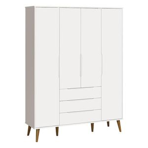 Guarda Roupa Infantil Retrô Elfe Branco Acetinado Amadeirado - Reller