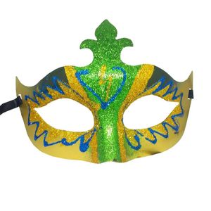 Máscara De Carnaval Glitter Verde E Dourado