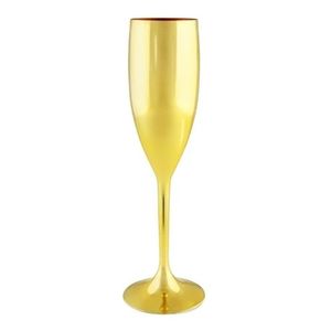 Taça De Champanhe Acrílico Metalizada Dourada 180ml