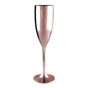 Taça De Champanhe Acrílico Metalizada Rose Gold 180ml