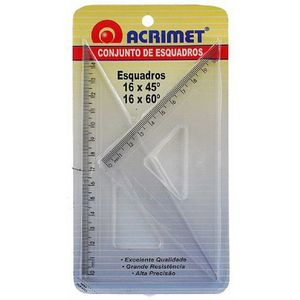 Conjunto De Esquadro Escolar Acrimet 30º E 60º 16cm 566