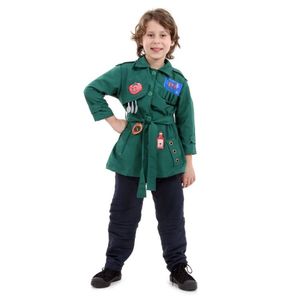 Fantasia Dpa Verde Pippo Infantil Luxo Capa Tamanho M
