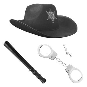 Kit Fantasia Xerife Com Chapéu, Algema E Cassetete