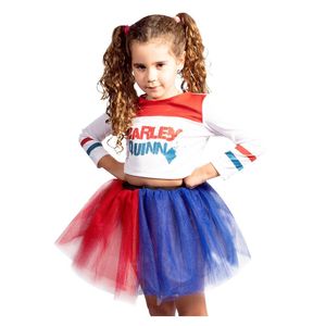 Fantasia Arlequina Infantil Com Cropped E Saia Tamanho G