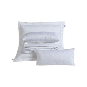 Kit Cobre Leito Queen 7 Peças Bordado Urbany Hipercal 400 Fios 100% Poliéster - Branco