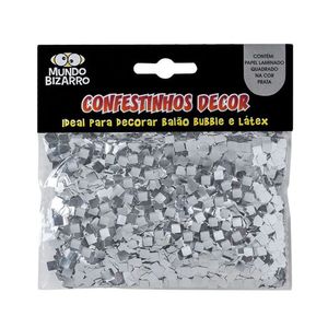 Confete Metalizado Para Balão Quadrado Prata - 25g