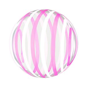 Balão Bubble Estampado Listras Brancas E Rosas - 18 Polegadas