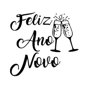 Adesivo Para Balão Feliz Ano Novo - Preto - 17cm