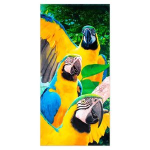 Toalha De Praia Buettner Veludo Multi Macaws 76cmx1,52m Resort Amarelo