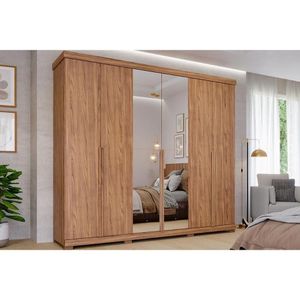 Guarda Roupa Casal 6 Portas 2 Espelhos E 6 Gavetas C/ Pés Guarapari Cinamomo - Panan