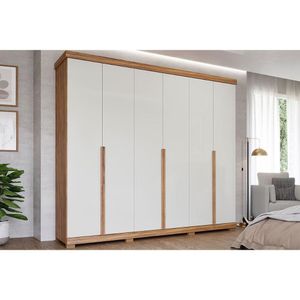 Guarda Roupa Casal 6 Portas E 6 Gavetas Com Pés Guarapari Cinamomo/off White - Panan
