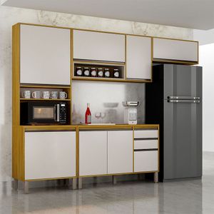 Cozinha Completa Nala 4 Peças 8 Portas 2 Gavetas Mobilihouse Cinamomo/off White