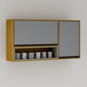Armário De Cozinha Nala Aéreo Porta Condiment Mobilihouse Cinamomo/cinza Acetinado