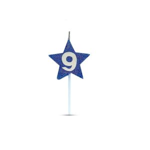 Vela De Aniversário Star Azul - Número 9