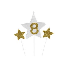 Vela De Aniversário New Star Dourado - Número 8