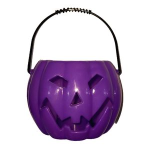 Balde De Abóbora Halloween Roxo Som E Luz