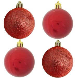 Bola De Natal Vermelha Mista 6cm - 20 Unidades