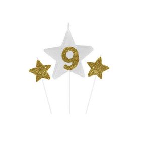 Vela De Aniversário New Star Dourado - Número 9