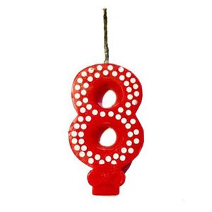 Vela De Aniversário Poá Vermelho - N8